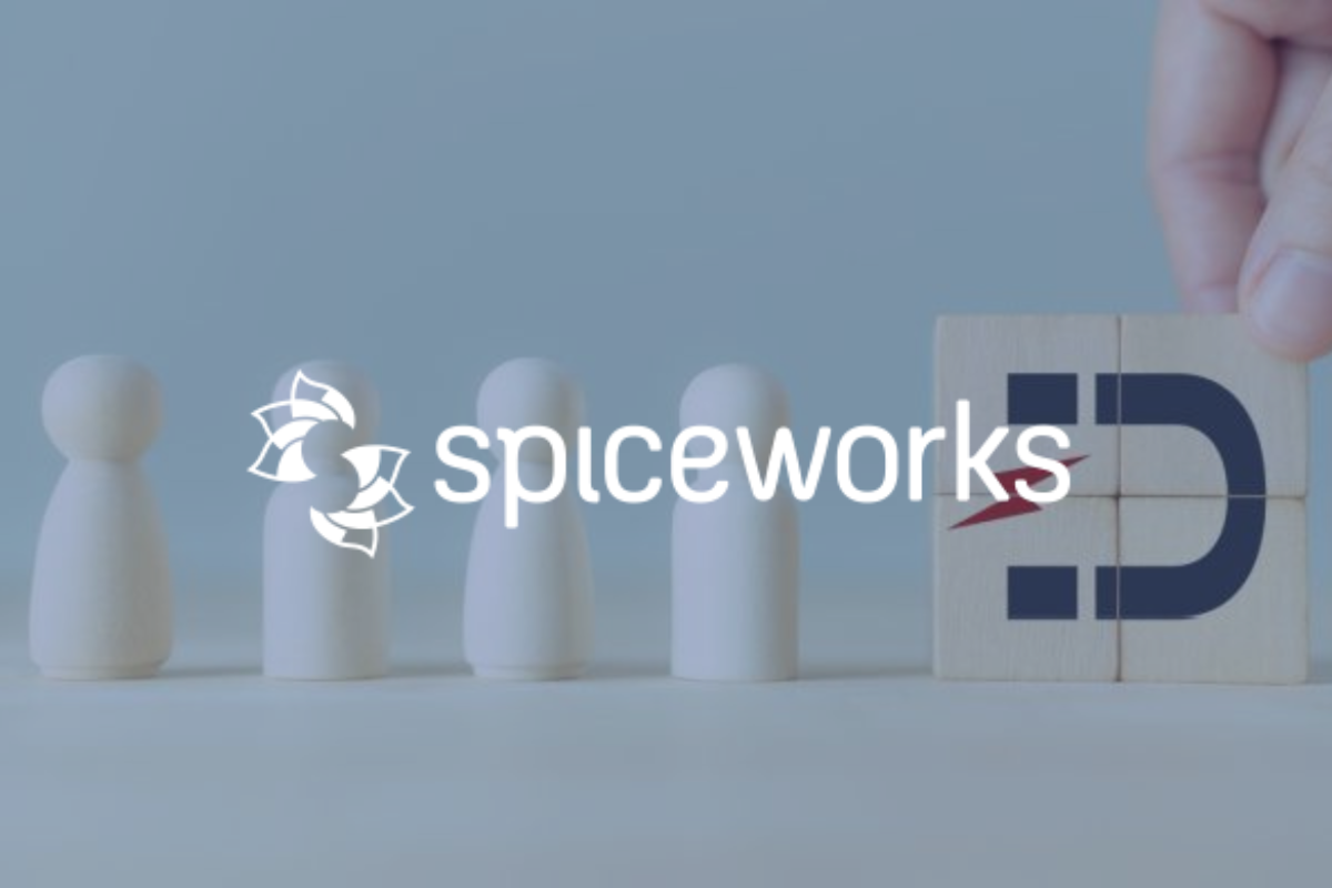 spiceworks logo over a picture of four blocks wtih a magnet design